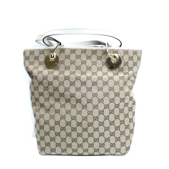 Gucci Canvas Tote Beige Bag GG White - Picture 1 of 7